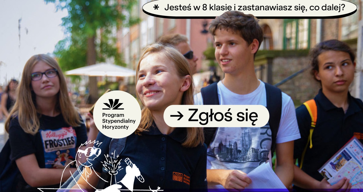 Plakat zachęcający do udziału w projekcie z napisami w tle młode osoby