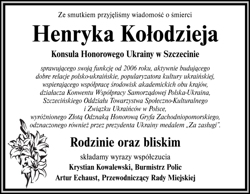 Kondolencje Henryk Kołodziej