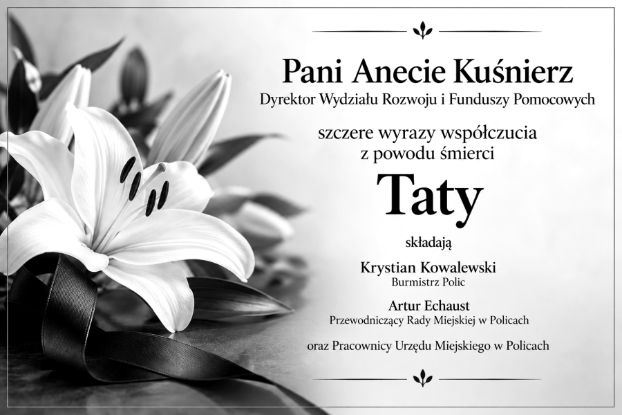 Kondolencje składane Anecie Kuśnierz z powodu śmierci Taty