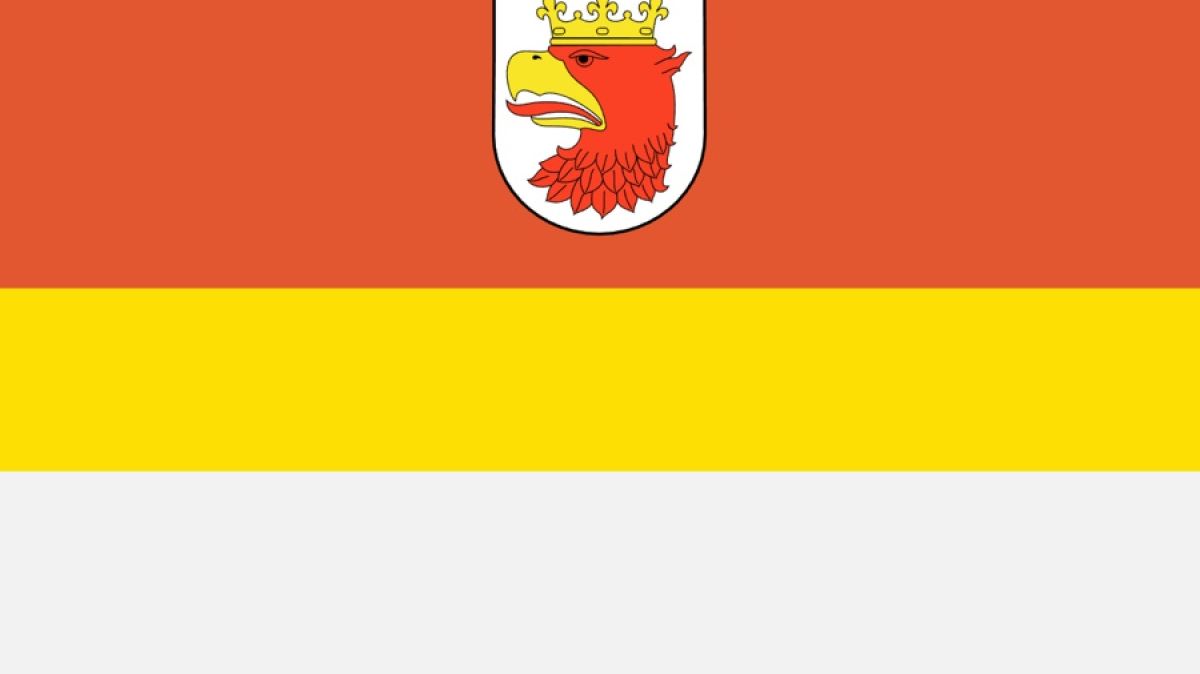 Flaga gminy Police z herbem Polic