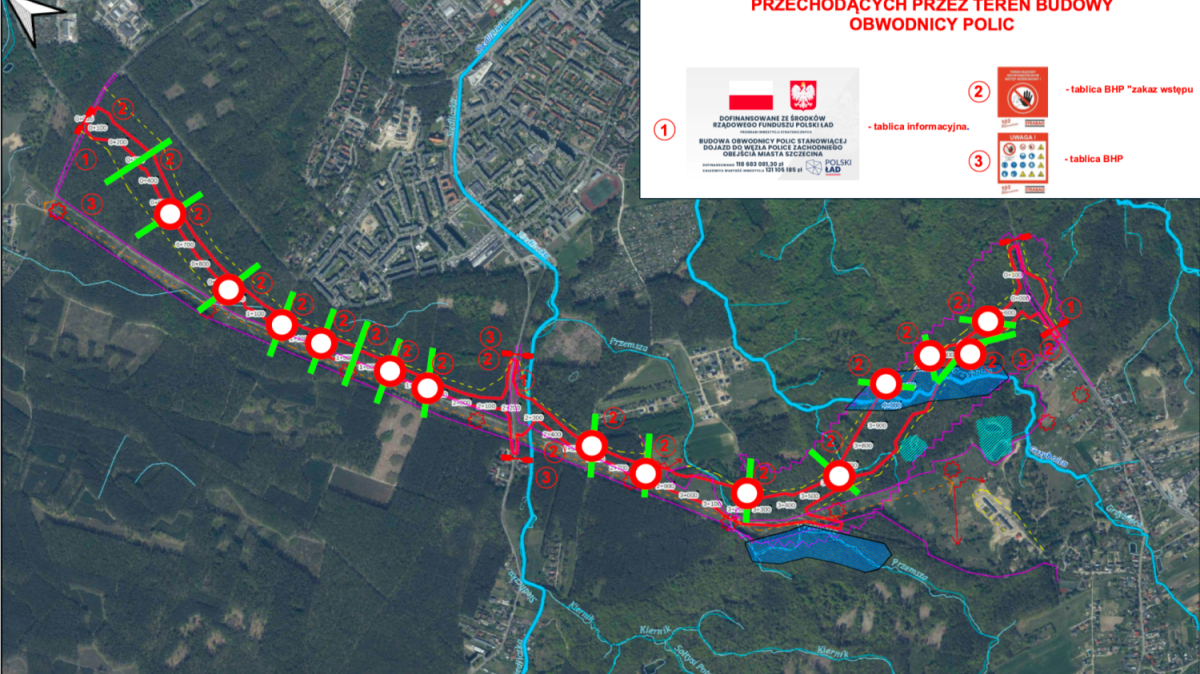 Mapa z naniesionymi zmianami w organizacji ruchu