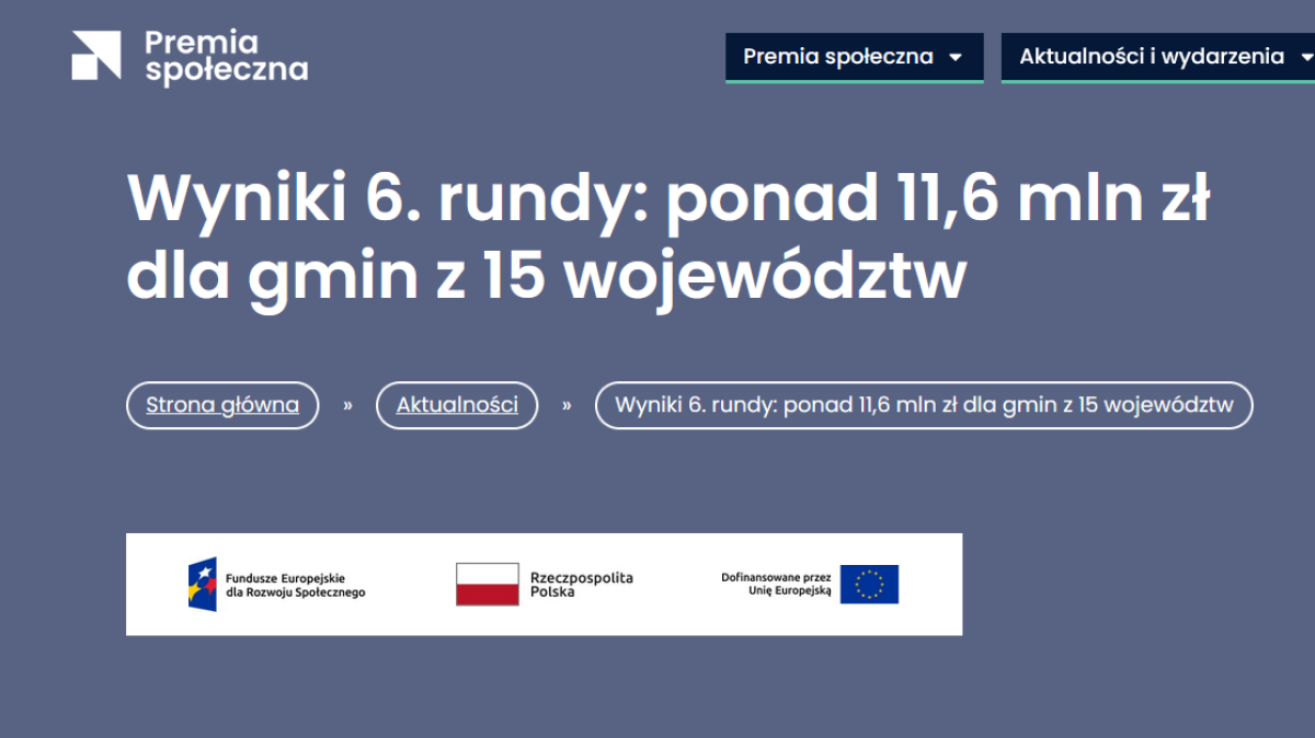 Grafika Premia Społeczna z kwotą i logami