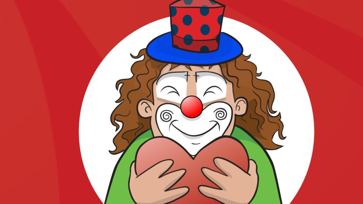 grafika klauna ściskającego serce