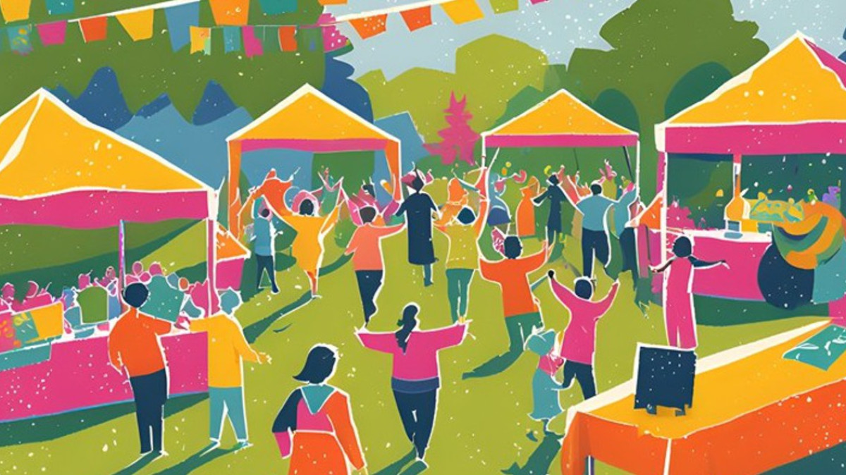 Grafika - ludzie na festynie